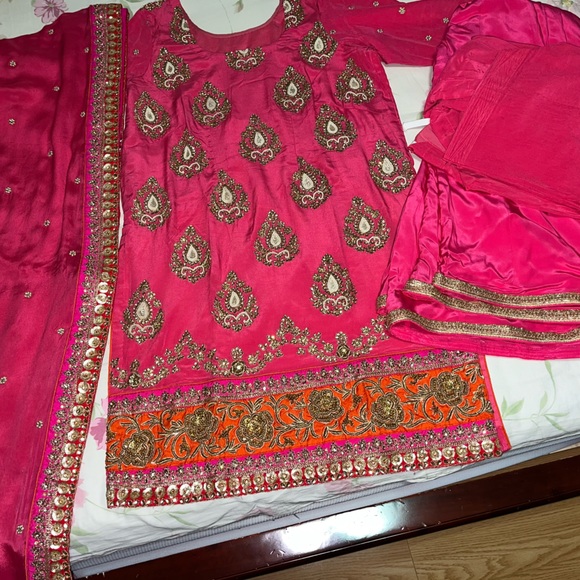 Hot pink indian patiyala suit - Picture 1 of 5